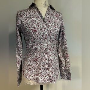 Eddie Bauer Women Multicolor Floral Stretch Wrinkle Resistant Button Shirt Top S